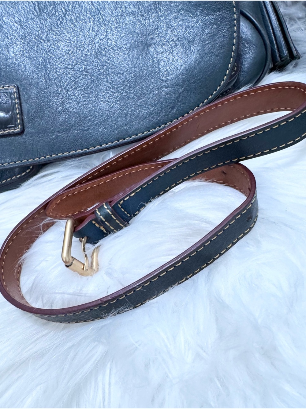 Dooney & Bourke Blue Leather Satchel Messenger Shoulder Bag - Picture 14 of 14